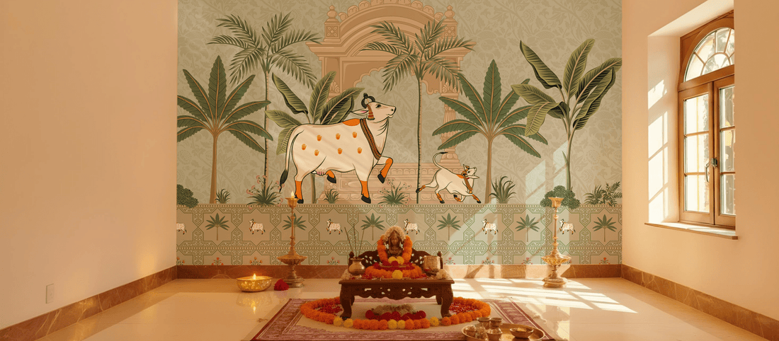 Wallpaper for a Small Pooja Room
