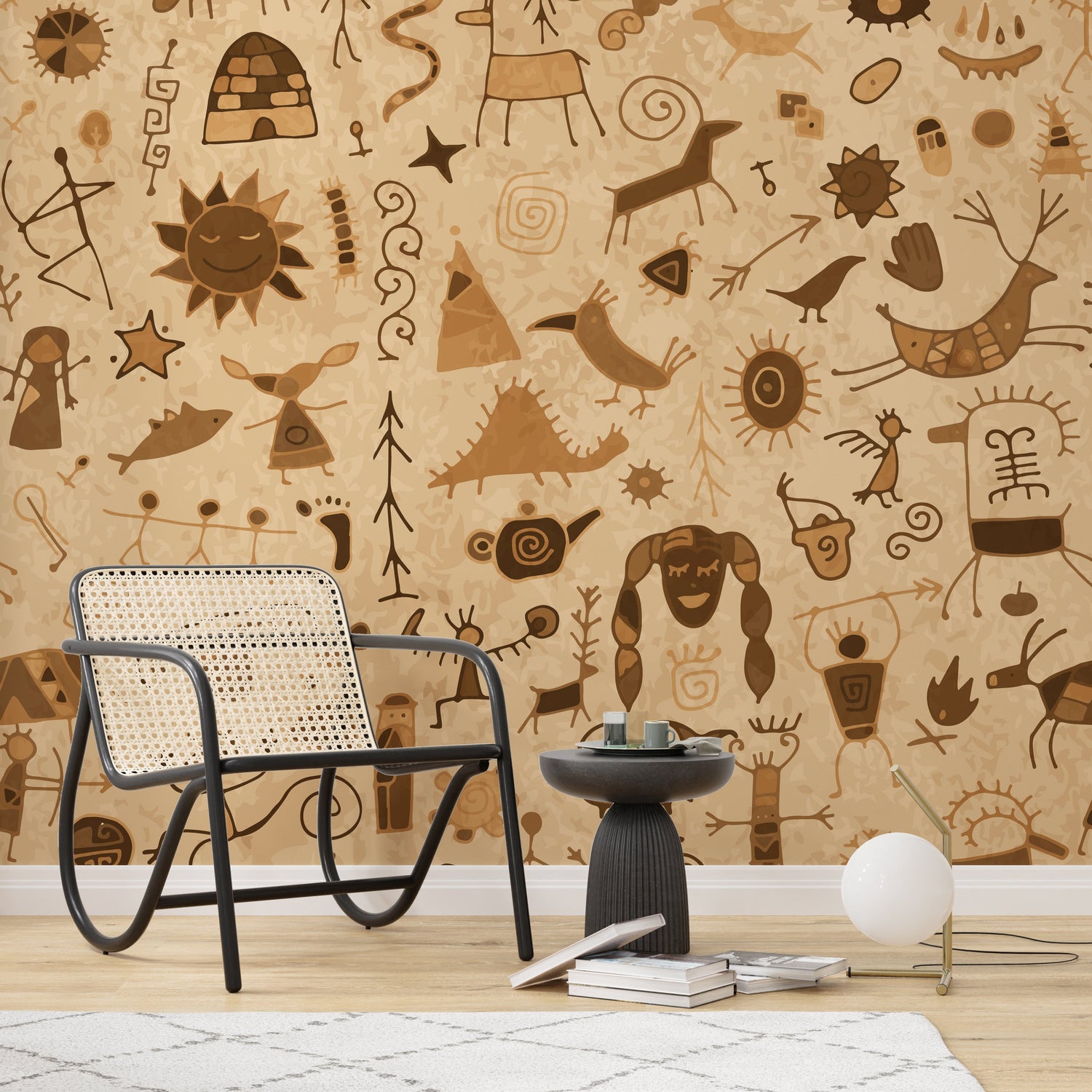 Painting wallpaper mural with oil and brushstroke artist styling