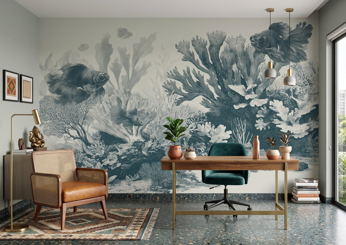 Toile de Jouy pastoral scene wallpaper printed to exact wall size