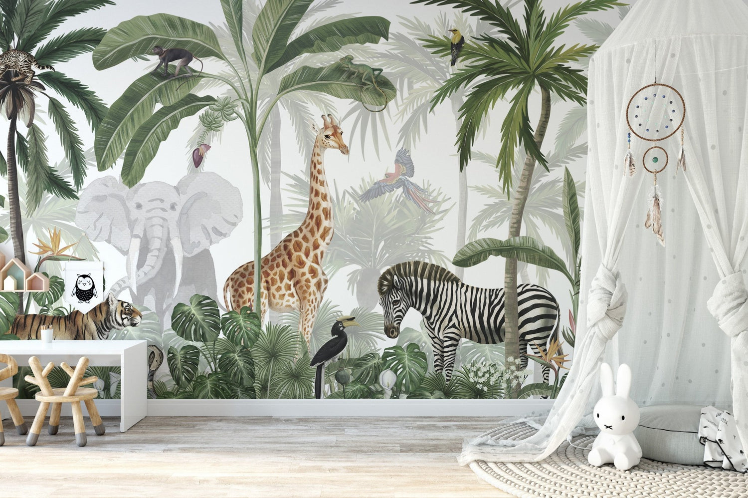 Illustrator Kikki Belle's woodland and ocean kids murals