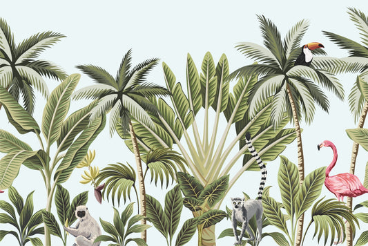 Tropical Plants & Animals Wallpaper Mural
