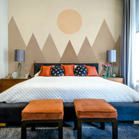 Soft brown geometric mural for walls