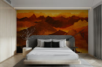 Bold red valleys wall mural design

