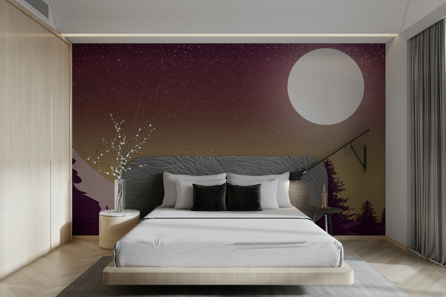 Purple Peaks Under the Moon