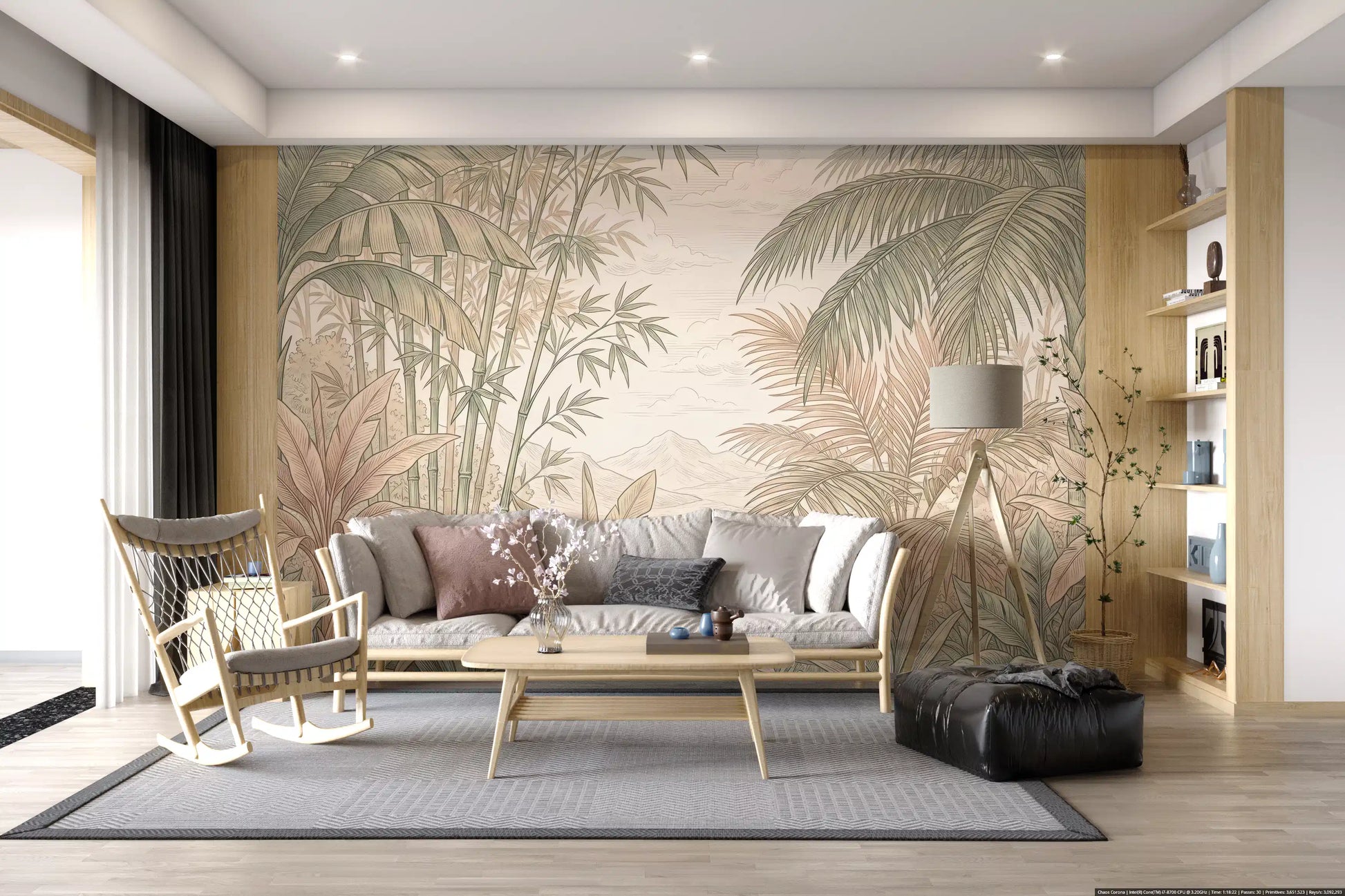 Misty Tropical Botanical Haven Wall Mural