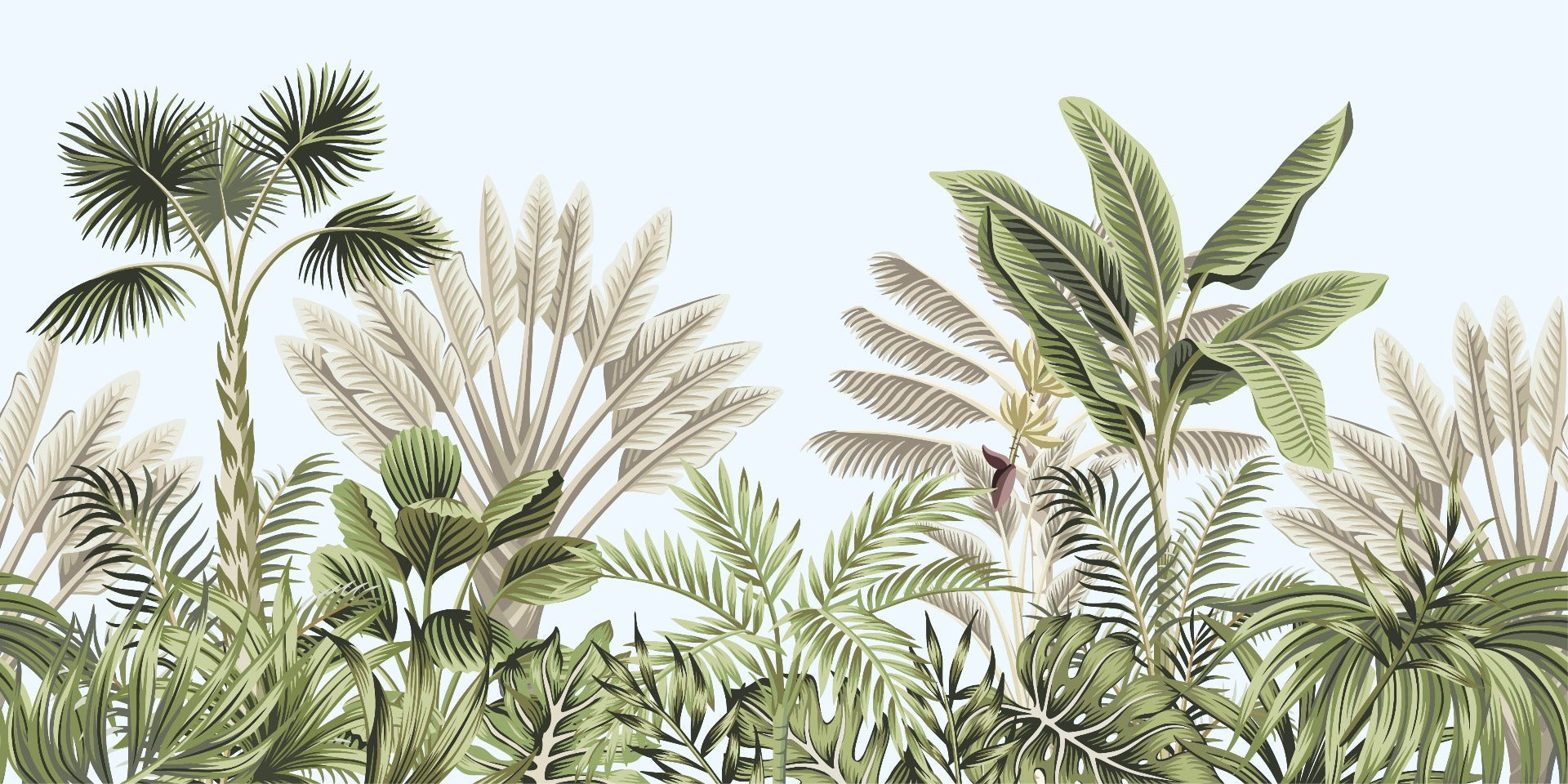 Vintage Tropical Leaves Wallpaper Mural