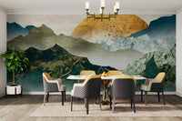 Sunset glow mountain wallpaper mural