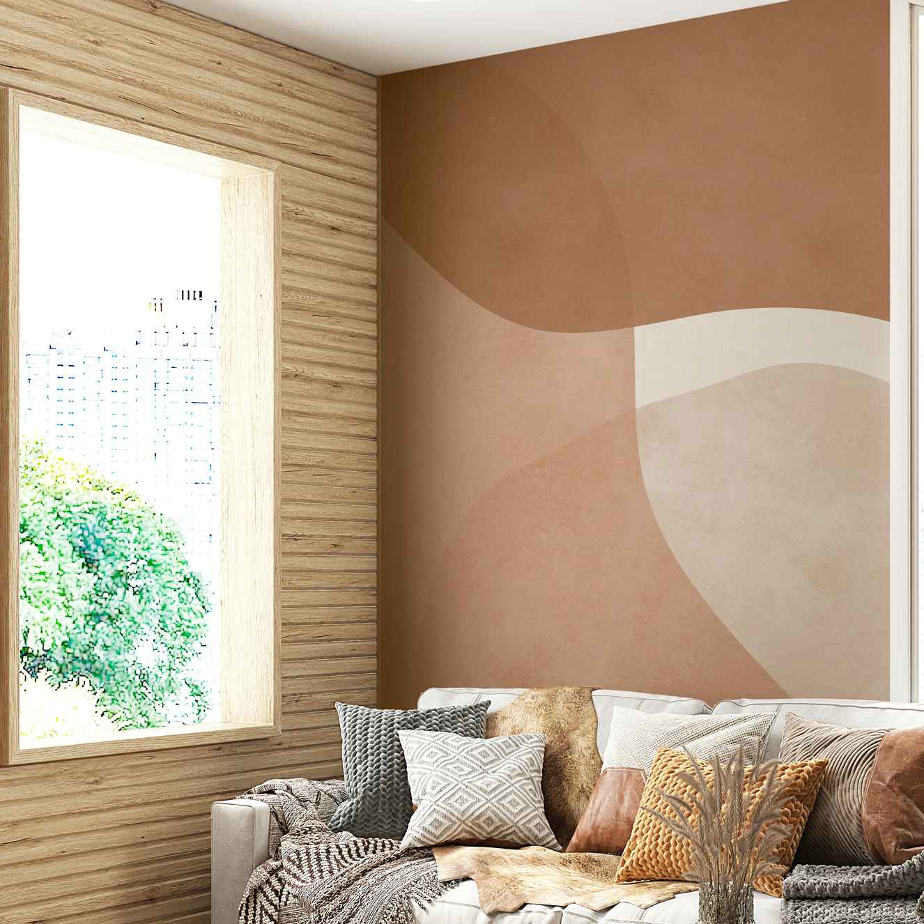 Curve Terracotta Wall Mural