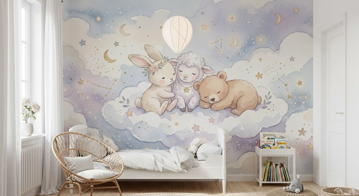 Celestial Animal Cuddle Wall Mural