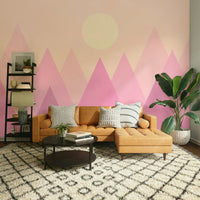 Pastel mountain wallpaper in pink shades