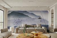 Calm layered mountain mural

