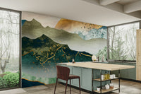 Artistic mountain layers mural

