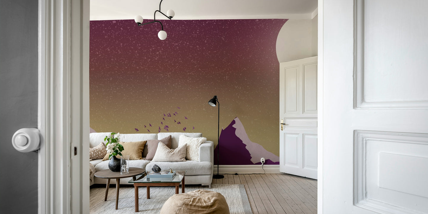 Purple Peaks Under the Moon