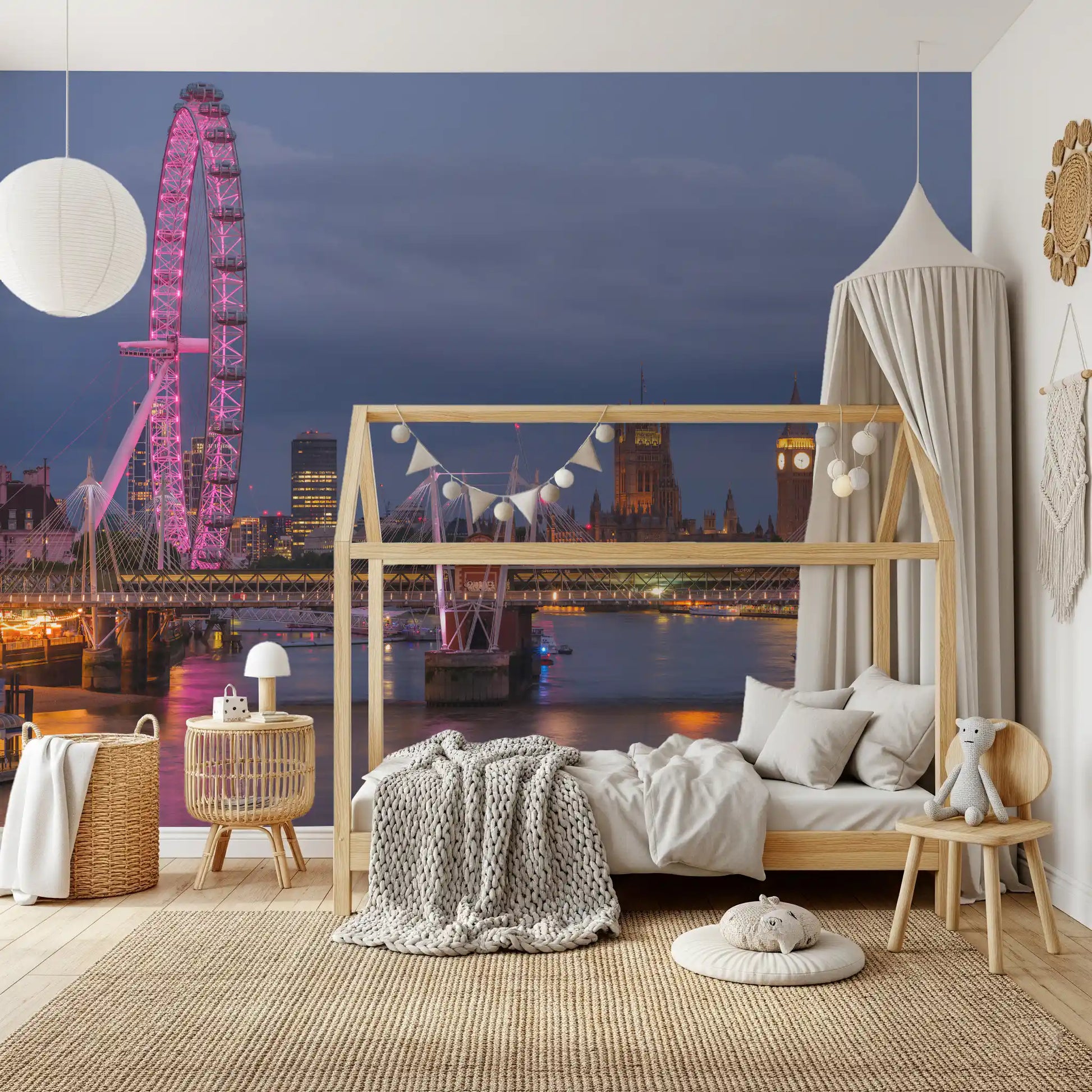 Evening River Thames Reflection Wall Mural