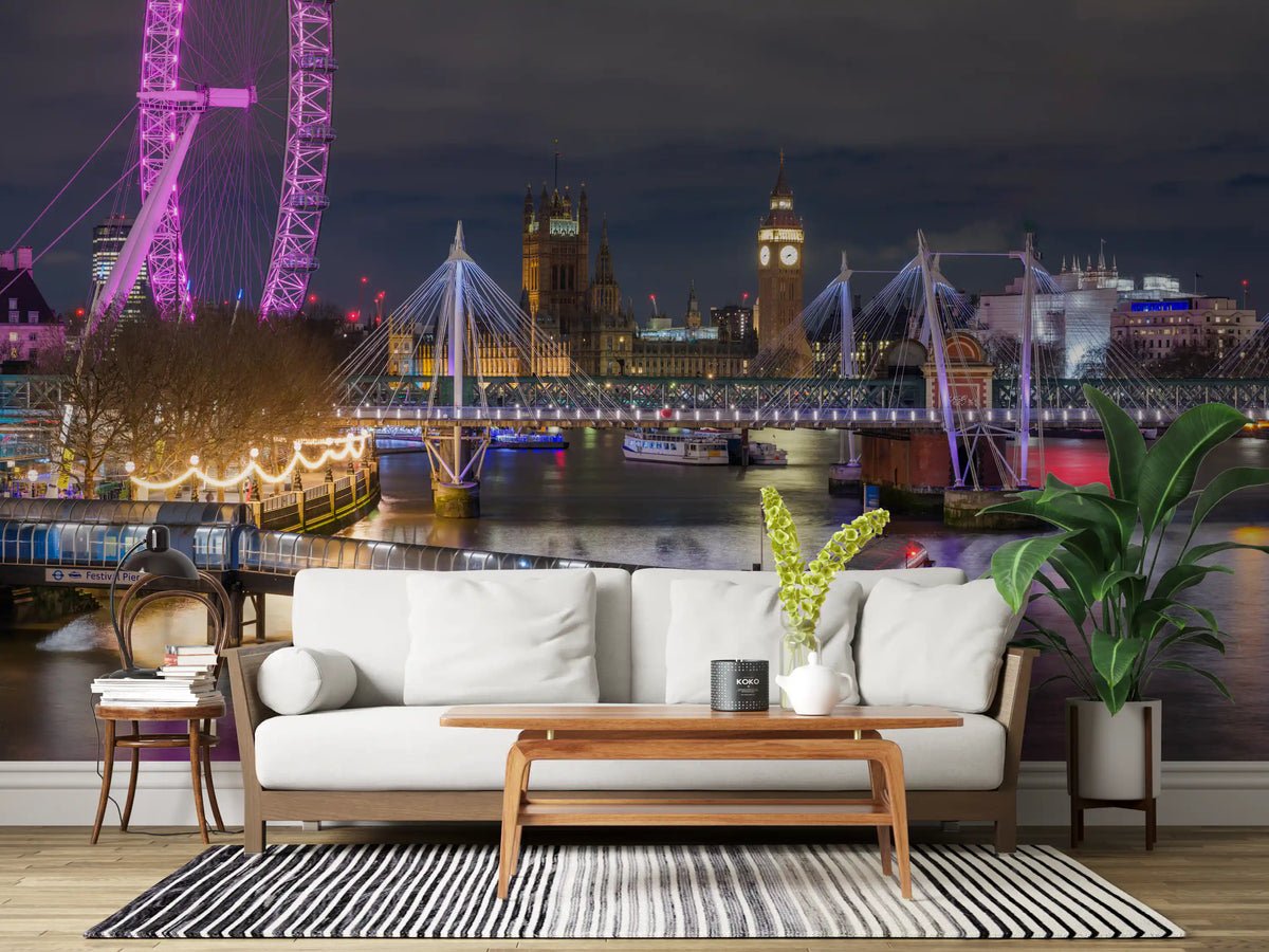 Hungerford Bridge Twilight Vista Wall Mural