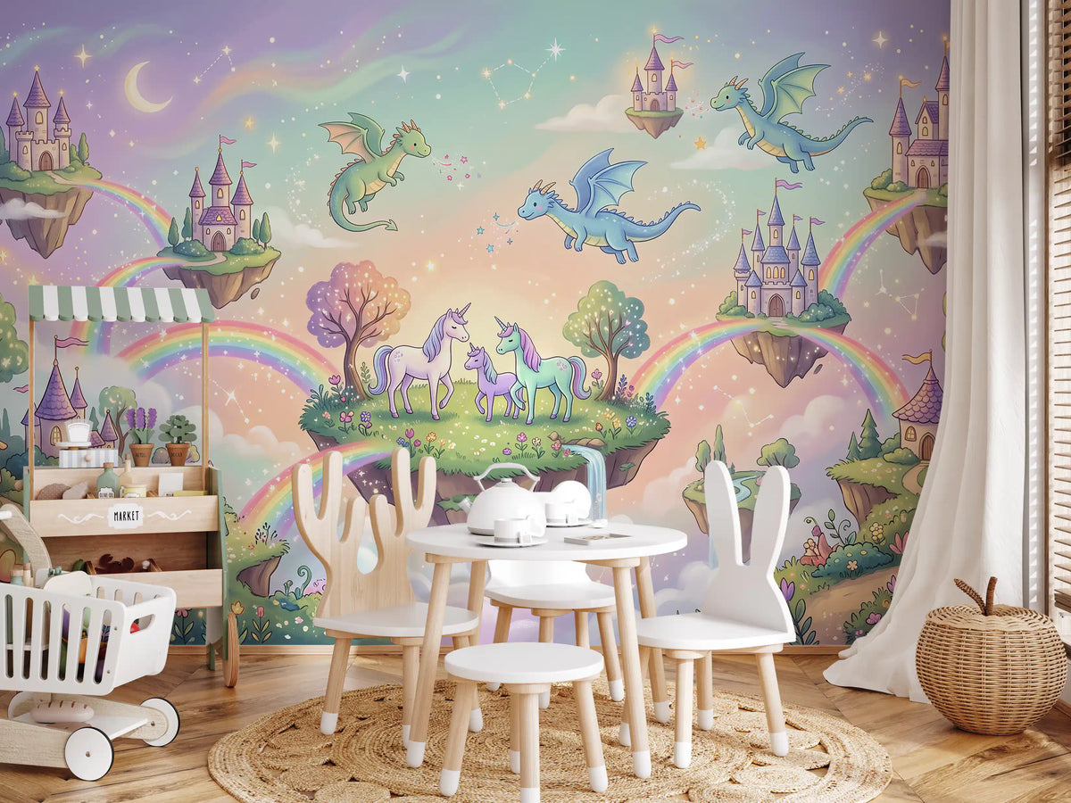 Magical Floating Islands and Mythical Friends Wall Mural