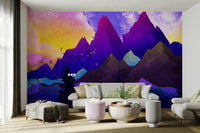 Vibrant mountain landscape wall wallpaper

