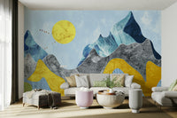 Sun and patterned peaks wallpaper

