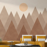 Neutral mountain mural in earth tones