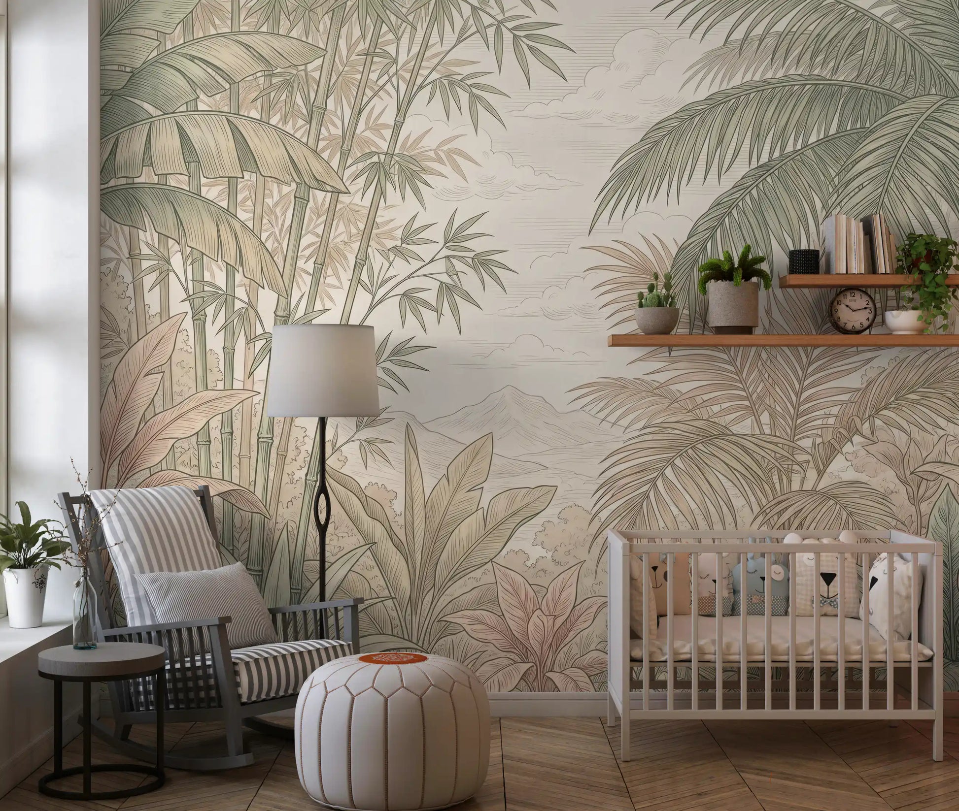 Misty Tropical Botanical Haven Wall Mural