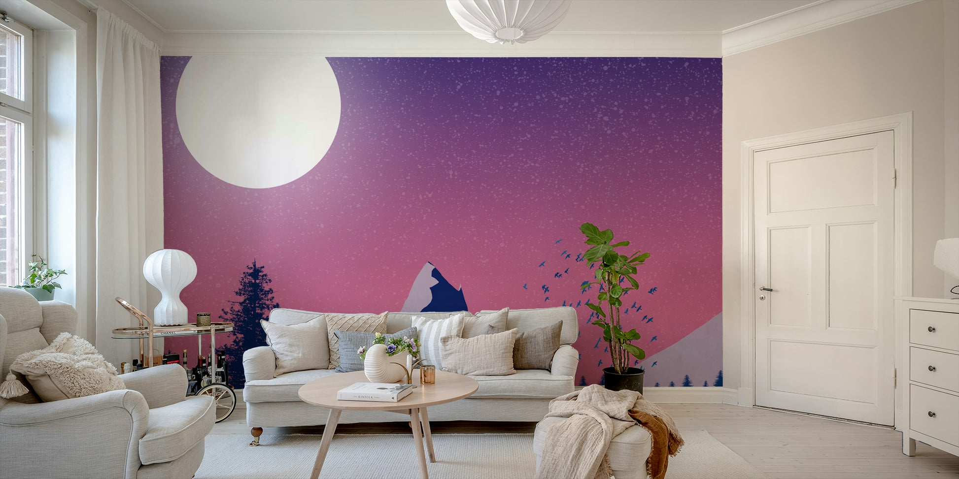 Cold forest and hills mural design

