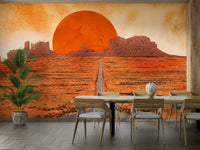 Sunset over desert buttes wall mural