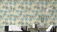 Sophisticated floral wallpaper mural with soft floral accents.
