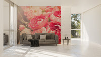 Bright pink flower wallpaper for interiors
