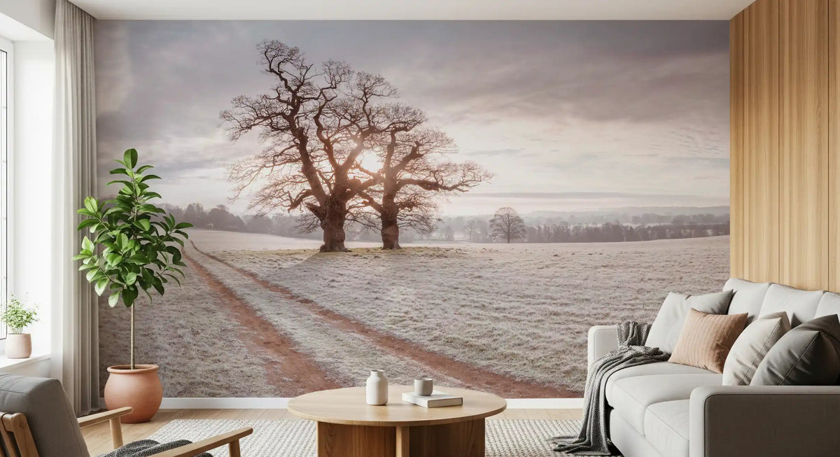 Misty Morning Meadow Wall Mural