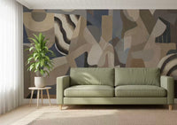 Lunar Smoke Wall Mural with drifting shapes and calm monochrome movement, GD10396