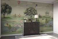 Scenic nature wallpaper with walking trail

