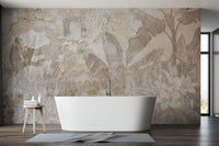 Aged floral textured wall mural
