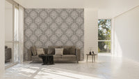 Stylish Grey and White Damask Wallpaper design
