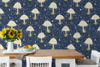 Stylish dancing mushrooms wallpaper for bold, creative spaces.
