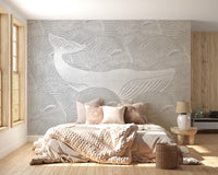 Silver whale handmade kids wallpaper design
