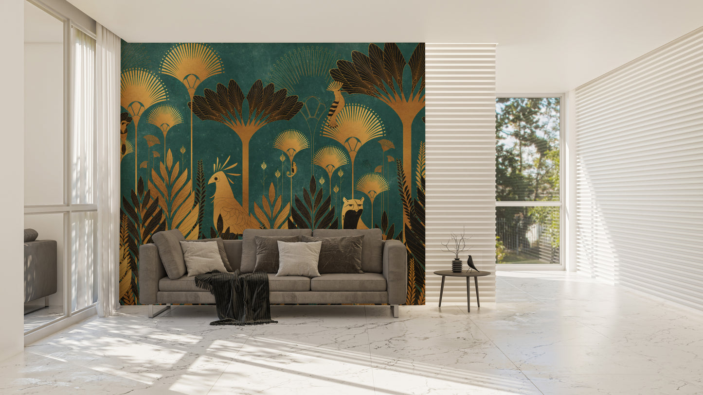 Sophisticated Emerald Green Wall Mural
