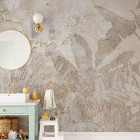 Rustic botanical concrete wallpaper
