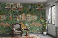 Traditional baraat scene with palace

