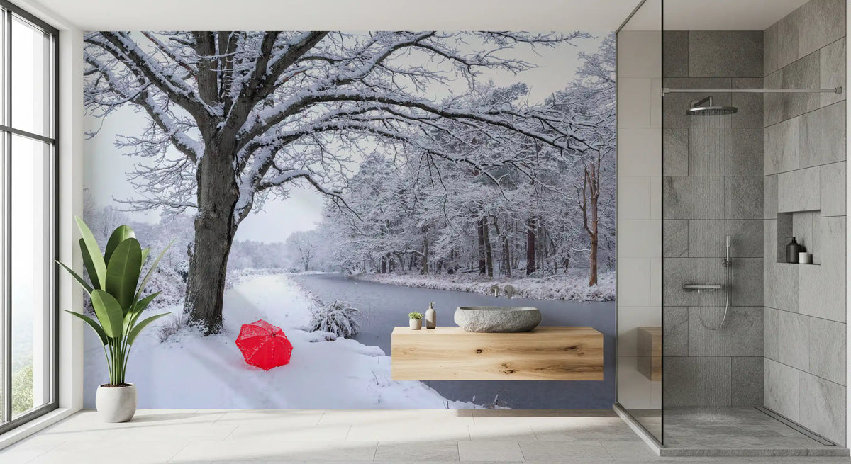 Frozen Canal Winter Wonderland Wall Mural