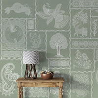 Indian folk art with tree and peacock

