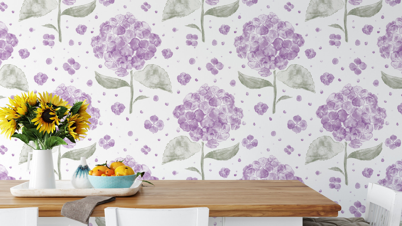 Vibrant purple hydrangea wallpaper for a bold and lively vibe.
