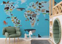 Kids room map wallpaper mural
