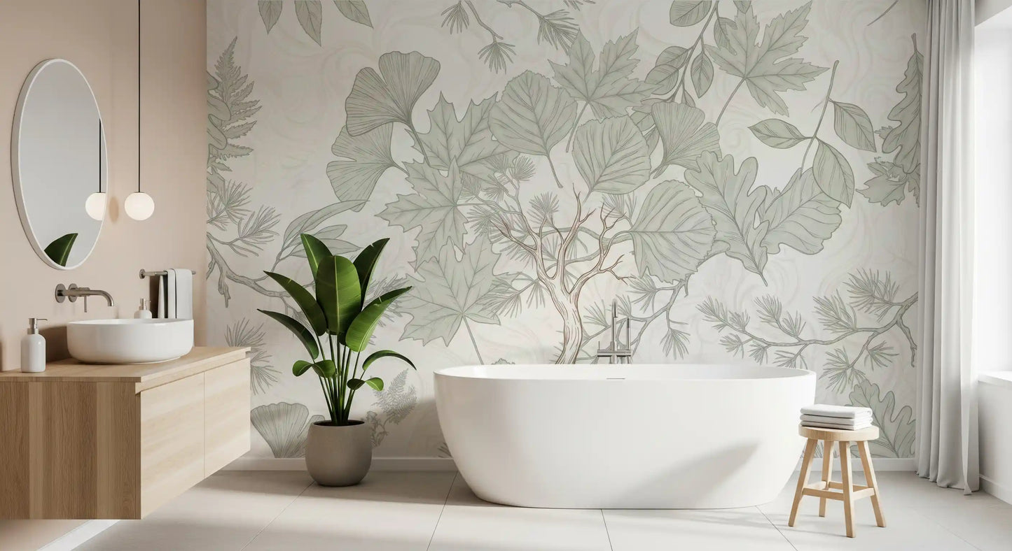 Serene Woodland Sketch Wall Mural
