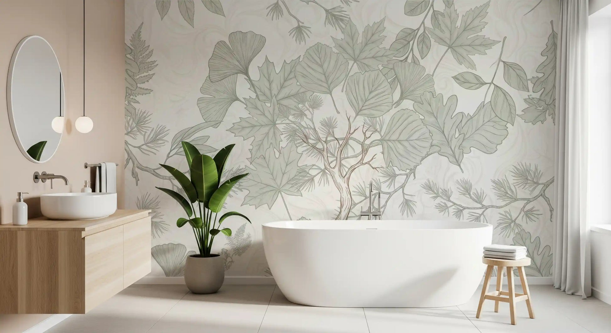 Serene Woodland Sketch Wall Mural