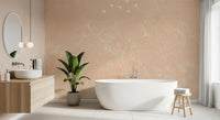 Serene Peach Botanical Line Art Wall Mural