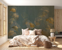 Metallic gold leaf wallpaper mural for interiors
