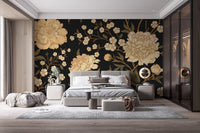 Dark Peony Flowers Wallpaper Murals - Giffywalls