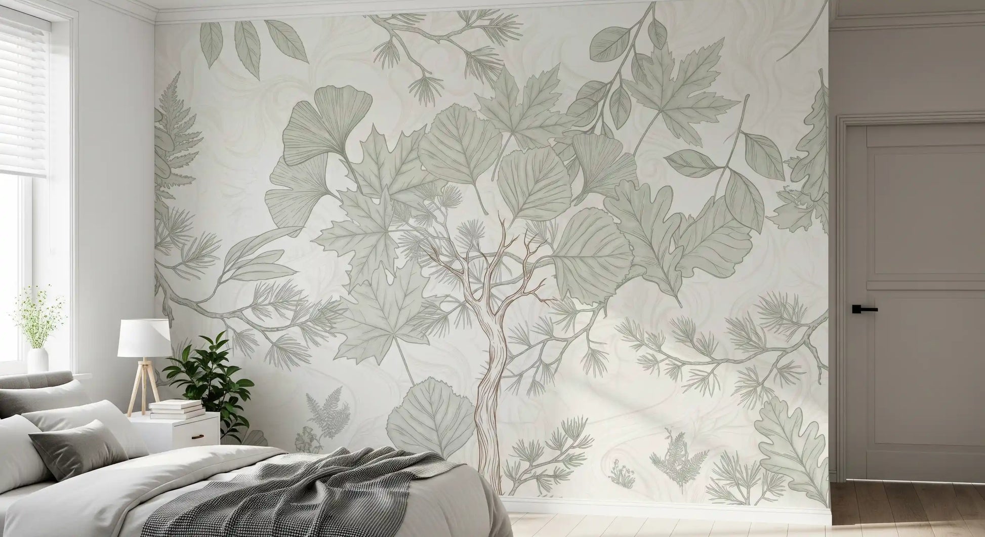 Serene Woodland Sketch Wall Mural