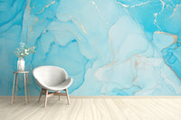 Turquoise Alcohol Art Wallpaper Mural
