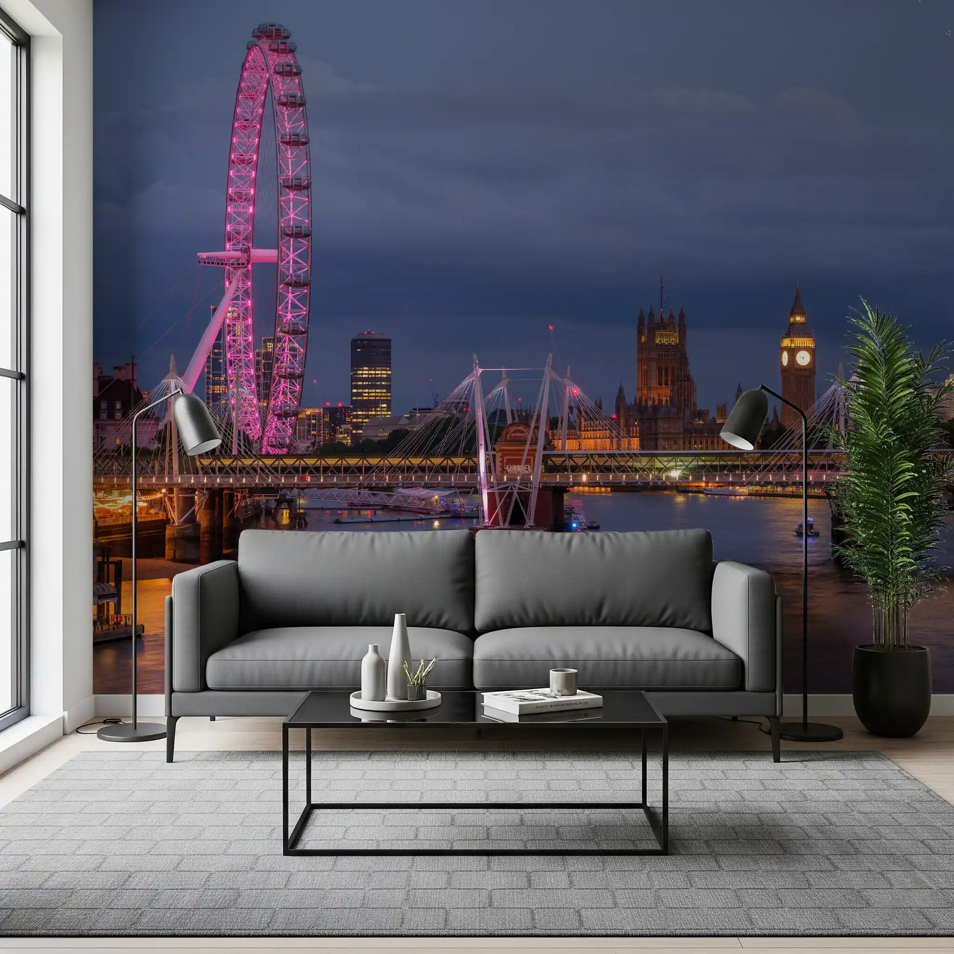 Evening River Thames Reflection Wall Mural